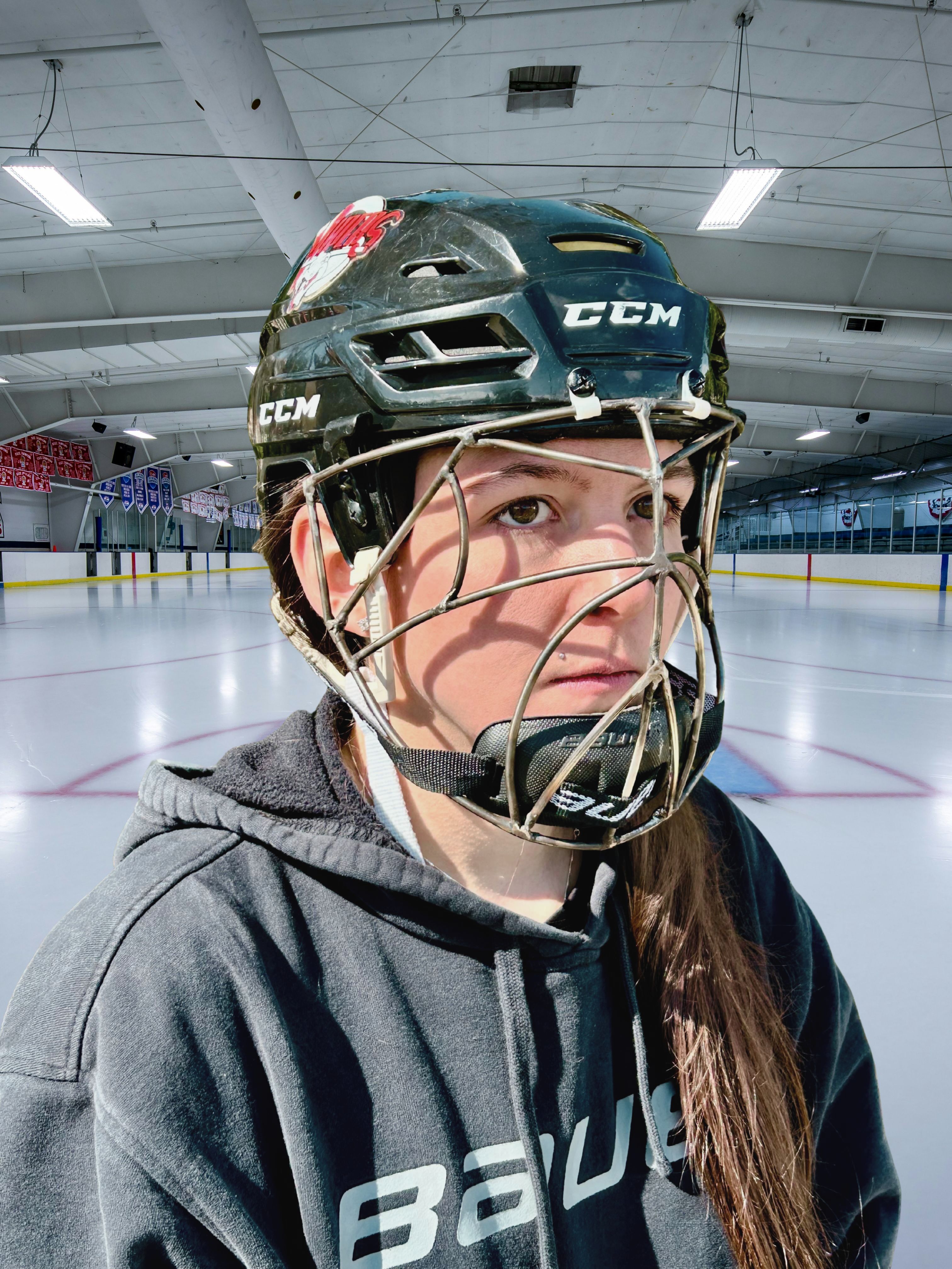 Sage Cage worn on a CCM helmet